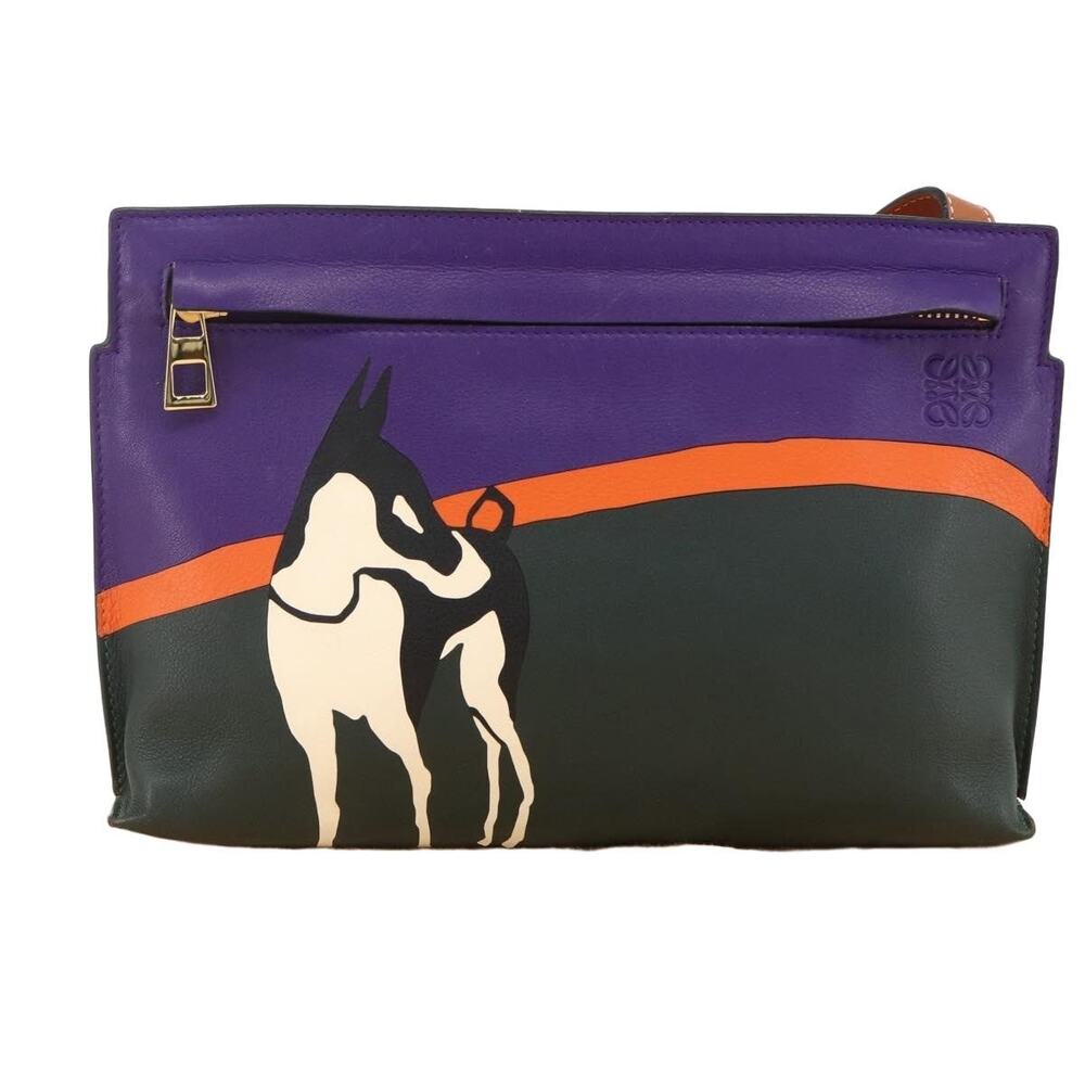 Loewe Leather John Allen Shoulder Bag Purple